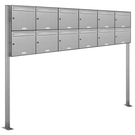 12er Edelstahl Standbriefkasten Anlage Freistehend (1/5)