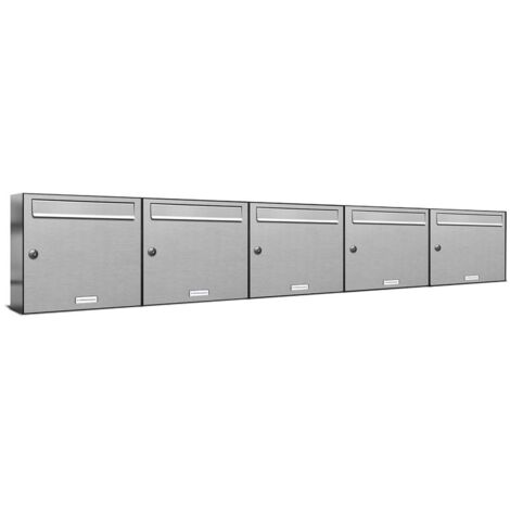 5er V2A Edelstahl Wandbriefkasten Anlage 5 Fach Briefkasten Postkasten