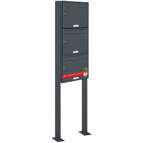 3er Standbriefkasten Anlage Freistehend RAL 7016 - Anthrazit