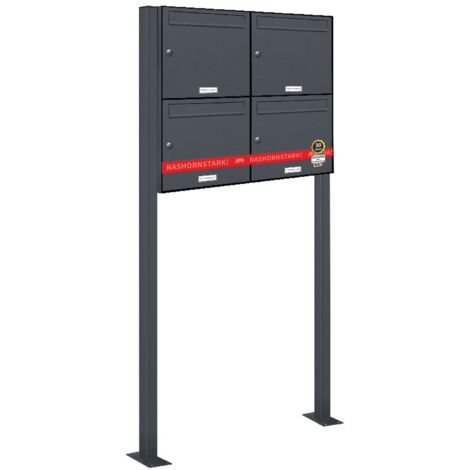 4er Standbriefkasten Anlage Freistehend RAL 7016 - Anthrazit (1/5)