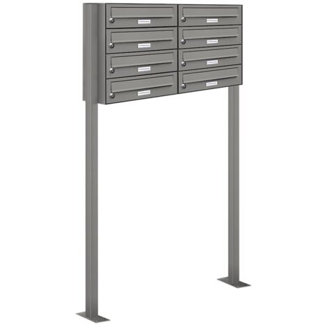 8er Premium Standbriefkasten RAL 9007 freistehend Postkasten Ständer 2x4 L