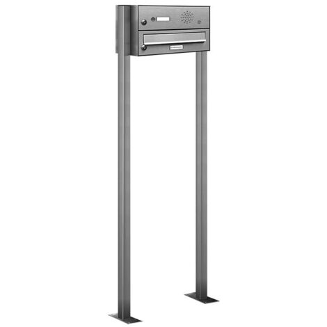 1er V2A Edelstahl Standbriefkasten Anlage Freistehend Klingel und Sprechgitter