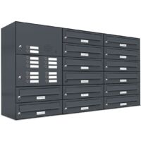 14er Briefkasten Anlage Aufputz - Wandmontage RAL 7016 Anthrazit Klingel