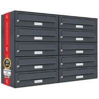 10er Briefkasten Anthrazit Anlage 10 Fach Wandbriefkasten Postkasten