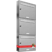 3er Edelstahl Briefkasten Anlage 3 Fach Wandbriefkasten Postkasten