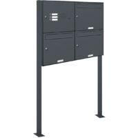 3er Briefkasten Standanlage Freistehend RAL 7016 Anthrazit Klingel
