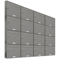 16er Premium Briefkasten Aluminiumgrau RAL Farbe 9007 für Außen Wand Postkasten 4x4S