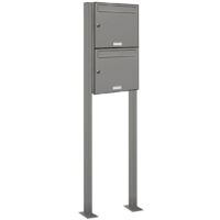 2er Premium Standbriefkasten RAL 9007 freistehend Postkasten Ständer 1x2