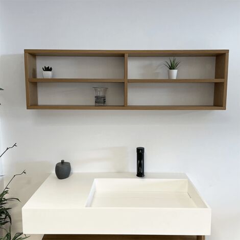 HÉMI - Estantería de pared de roble macizo con múltiples compartimentos de almacenamiento (1/3)