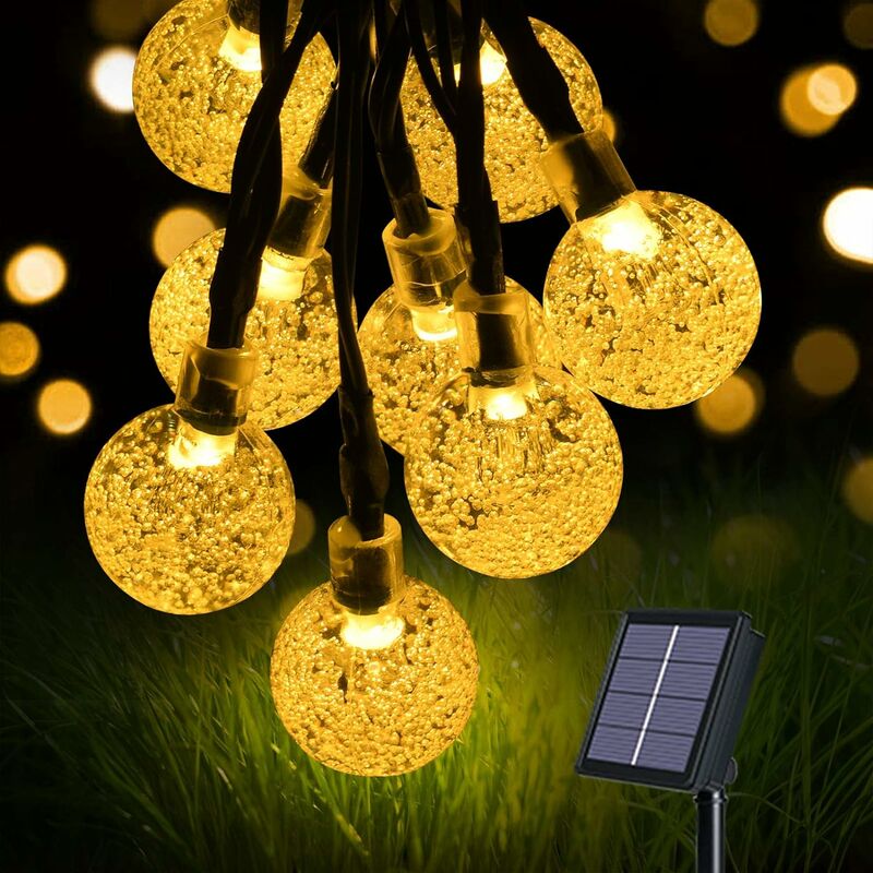 60 LED Guirlande lumineuse solaire étanche 7,8 m fête 8 modes intérieur/extérieur décoration de mariage multicolore terrasse clôture cour alimentée par USB pour jardin tonnelle 