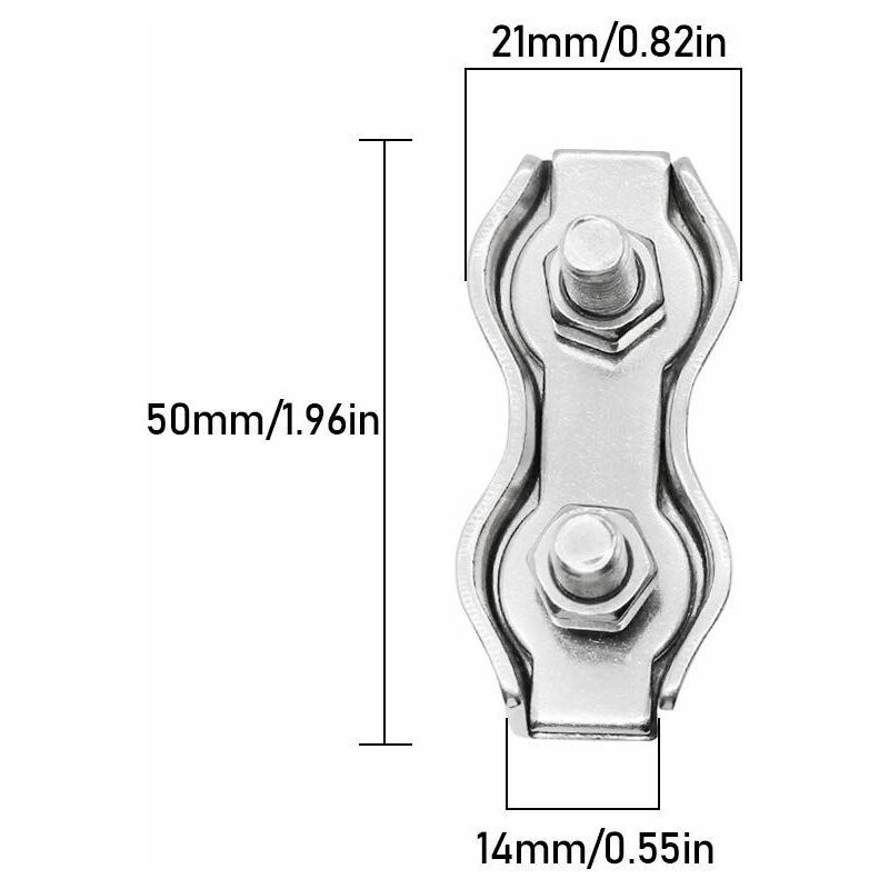 AIDUCHO 6 Pièces M5 Duplex Pinces En Acier Inoxydable Connecteur De Corde  Pince De Câble Métallique En Acier Inoxydable Pour Câble Métallique 4 mm  Pince De Câble En Acier Inoxydable