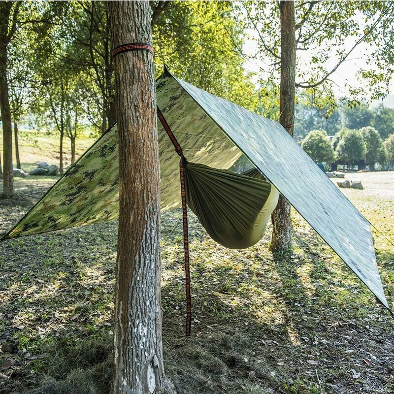 Bache Anti-Pluie Toile De Tente Impermeable Abri Randonnee Pliable Leger  Camping