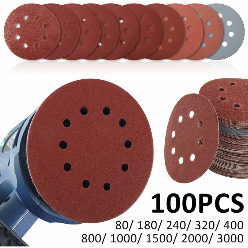 AIDUCHO 100 PCS 150mm Disque de Ponçage, Disque Abrasif, Papier Sablé de  40/80/120/180/