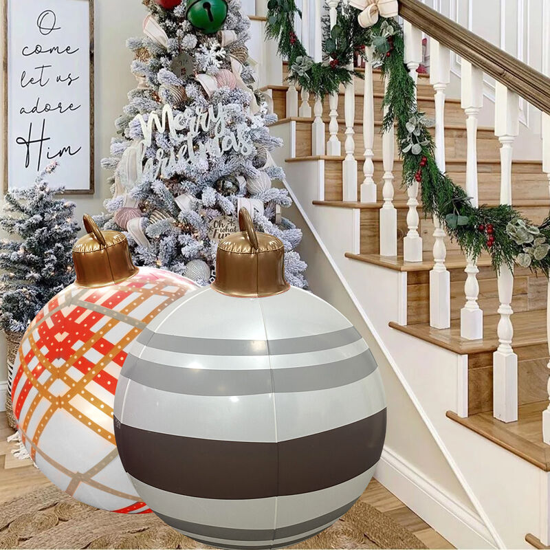 décoration de Noël extérieure décorations de boule de Noël de PVC décoration de mariage boule de Noël Boule décorée gonflable géante de Noël,URMAGIC ballon gonflable de Noël de 60 cm