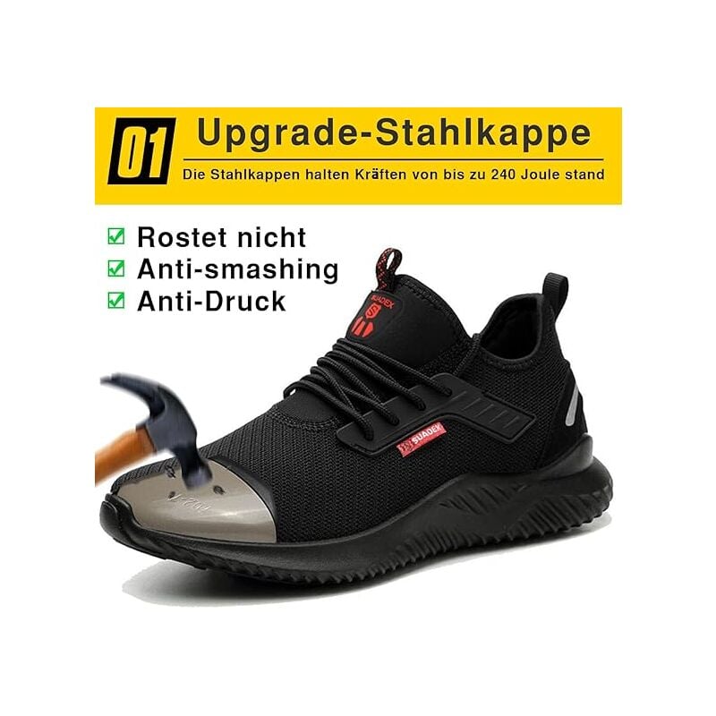 YISIQ Chaussures de Sécurité Homme Femmes Chaussures de Travail Embout Acier Protection Ultra légère et Indestructible Respirant Basket Securite Unisexes 