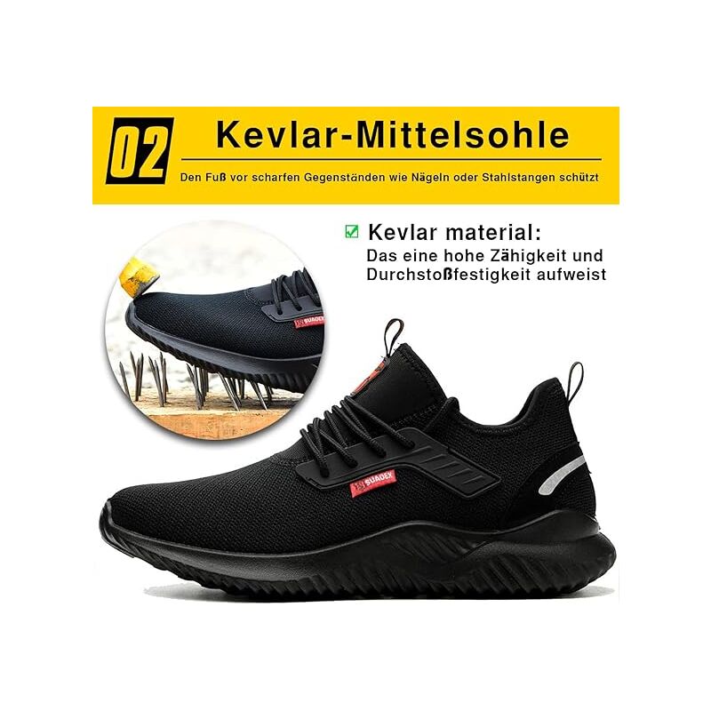 DRECAGE Chaussures de Sécurité Femmes Hommes Basket Securite Legere avec Embout en Acier Protection Antidérapante Anti-Perforation Chaussures de Travail 