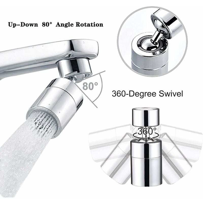 Rallonge de robinet double, aérateur de robinet universel à rotation de 360  ° - Enduran