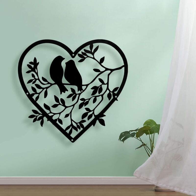 Oiseau Mural Art déco, Une Paire d'oiseaux d'amour sur Les