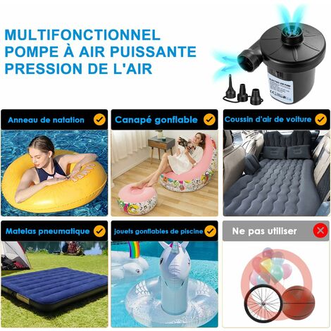 Pompe à Air électrique Portable - Gonfleur/dégonfleur Rapide 400L/min - 3 Buses Pour Matelas, Piscine, Bateau - 3