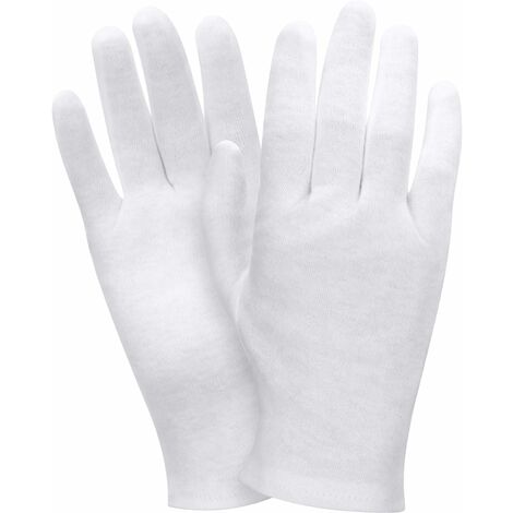 Gants de travail en coton/polyester, homme, blanc, G, 12 paires