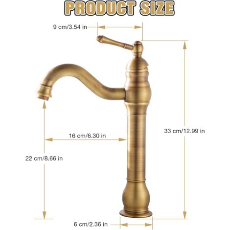 AIDUCHO Robinet Lavabo Rétro,Pivotant  Robinet Salle De Bain, Mitigeur Lavabo En Laiton, Mitigeur Salle De Bain Avec Valve En Céramique Neuve, Dorée A