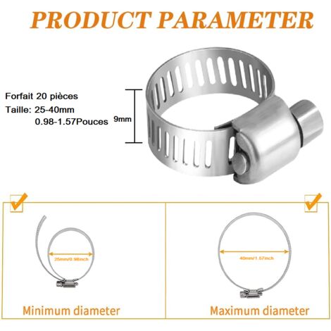 Fixation Plomberie Resistant Colliers De Serrage Acier Inoxydable 304 Lot De 12 Diam Tre E 865244