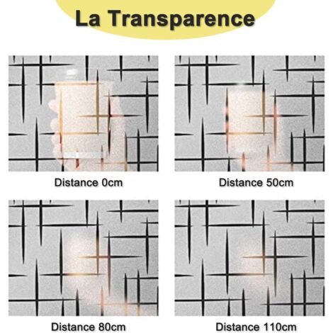 AIDUCHO Film de Fenêtre Statique Depoli Film pour Vitre Protection Intimité Film Electrostatique Fenetre Non-Adhésif Anti UV Sticker Vitre Motif Croix pour Maison Bureau et Cuisine 40x100cm