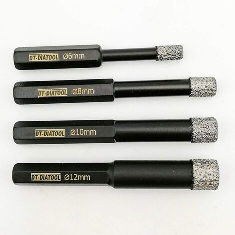 6 6 8 10 12mm Foret à Carotte Diamanté à Tige Hexagonale, Brasé Sous Vide, Pour Percer à Sec, Scie à Trou, Coupeur De Carrelage Pour Marbre Et Granit - Chine Forets Diamantés, Forets Diamantés