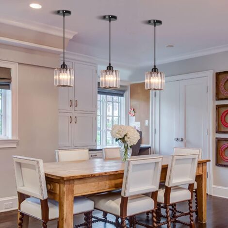 Suspension/Lustre Moderne à Pampilles Cristal - Style Nordique - Pour Salle à Manger Ou Chambre - Or/Noir - 5