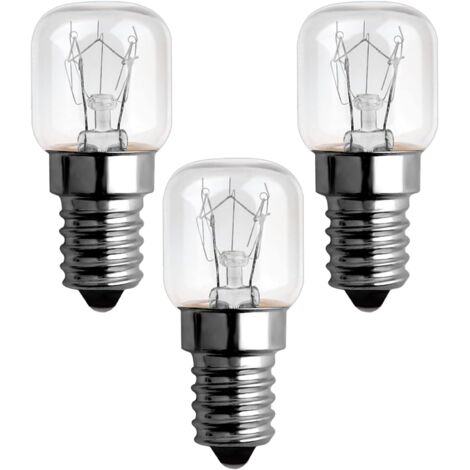 Lot De 3 Ampoules E14 15W Blanc Chaud - Pour Four, Micro-ondes, Frigo, Congélateur, Lampe De Sel - Résistantes à La Chaleur