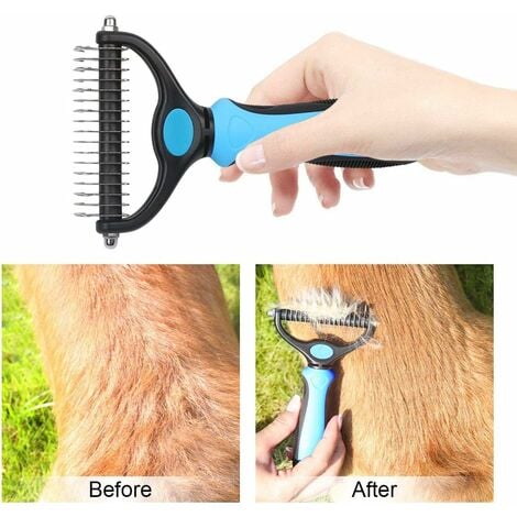 Brosse Chien Brosse Chat, Peigne Déméloir Chien Professionnel et Brosse Chien Poil Long, Râteau de Toilettage pour Chien et Chat enlever le Sous-poil des Animaux de Compagnie