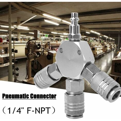 AIDUCHO 1/4 '' F-NPT coupleur rapide de collecteur de tuyau d'air à 3  voies, raccord de raccord pneumatique séparateur de raccords rapides