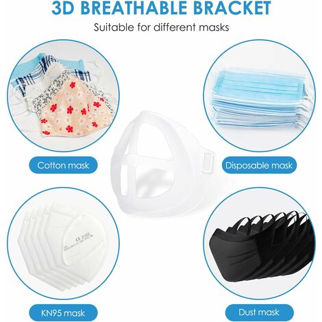 Réutilisable Support 3D pour Masque Supports de Masque Protection pour Rouge à lèvres 3 pièces Cadre de Support intérieur pour Le Nez et la Respiration en Douceur 