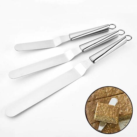 Spatule patisserie, Spatule coudee patisserie, Cuisson à la spatule à gâteau,  grattoir à gâteau, 2 PCS 8/10 pouces ensemble de spatule à gâteau coudée en  acier inoxydable pour la cuisson