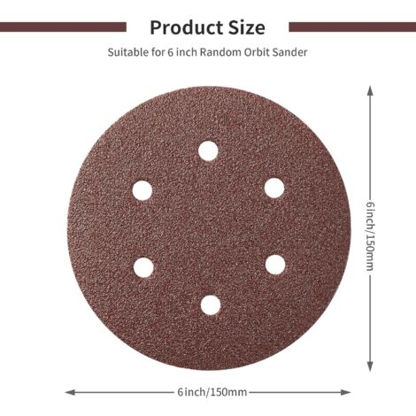 100 Disques Abrasifs 125mm Grain 80 STEBRUAM - Pour Ponceuse Excentrique 8 Trous - Ponçage Bois/Métal