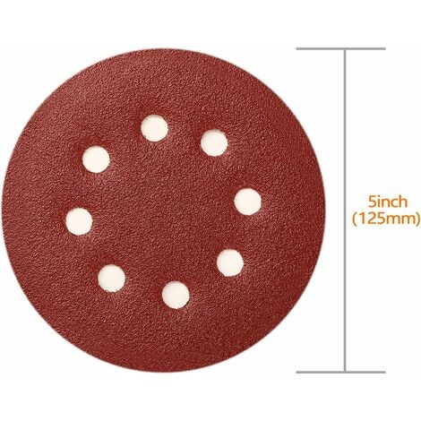 Disque Poncage 125mm 40/60/80/120/240 Grain Mixte Papier Poncer 100pcs  Disques Abrasif pour Ponceuse Excentrique Papier de Verre : :  Bricolage