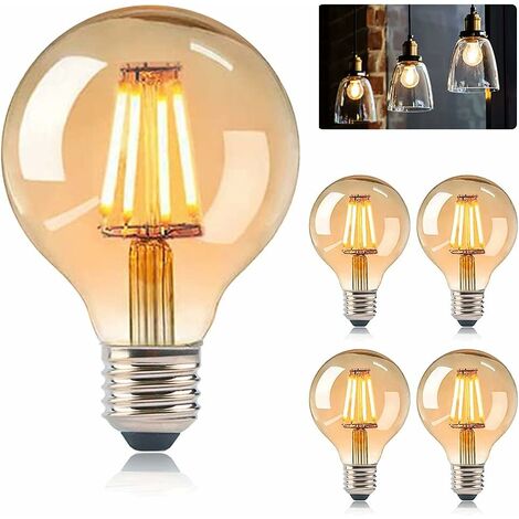 Lot de 3 ampoules Edison vintage à LED Culot E27 G80-4 W Blanc chaud 