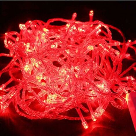 AIDUCHO Guirlande Lumineuse Carnaval Mariage Extérieur Jardin Intérieur Éclairage, Led Fairy Tale Tree Lights Festive Tree Lights Décoration De Noël, Rouge, 10m 100 Led