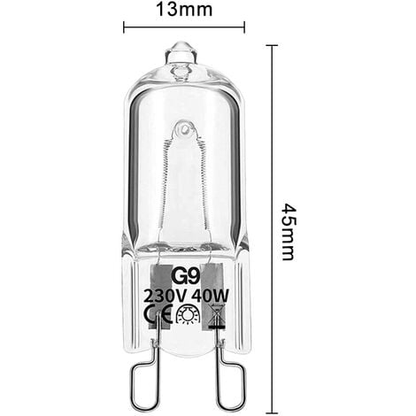 AIDUCHO G9 Lampes Halogènes , Ampoules G9 230v 40w 450lm, 3000k Blanc Chaud, Ampoules À Capsule Dimmable, Sans Scintillement 10 Pièces