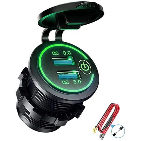 AIDUCHO Chargeur USB QC 3.0 pour moto, prise USB de voiture étanche 12 V/24  V