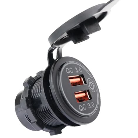 AIDUCHO Chargeur USB QC 3.0 pour moto, prise USB de voiture étanche 12 V/24  V