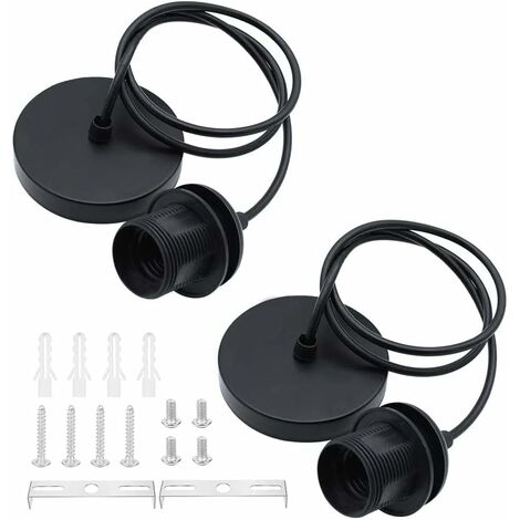 AIDUCHO 2 Pièces E27 Cable Suspension Luminaire Suspension Ampoule Cable Avec Cable De 100 Cm E27 Porte Lampe Suspension Pour Bar Café Magasin De Vêtements Hôtel (Noir)
