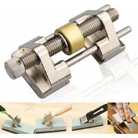 AIDUCHO Guide D'affûtage - En Acier Inoxydable - Serrage Sur Le Côté - Angle Fixe - Avec Rouleau En Laiton Pour Ciseaux À Bois, Lame De Rabot, Burin Plat - Largeur Entre 0,8 Et 8,2 Cm