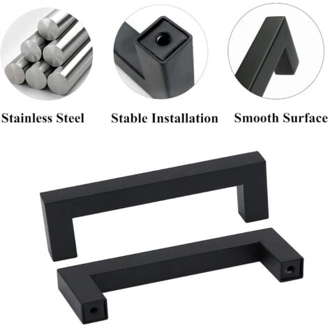 AIDUCHO Vente De Gros- Lot De 2 Poignées De Meuble Noires De L’entraxe 288 Mm Pour Armoires De Cuisine, Poignées De Tiroir En Acier Inoxydable, Poignées De Porte Noires Pour Armoires De Cuisine