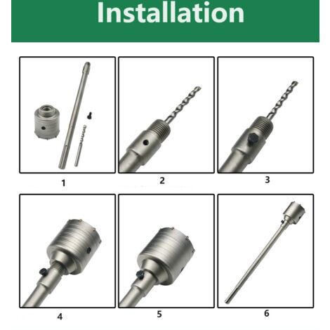 AIDUCHO Scie Cloche à Béton 130 mm avec Tige SDS Plus 220 mm Pour Ciment, Brique, Pierre, Mur, Béton Autonivelant