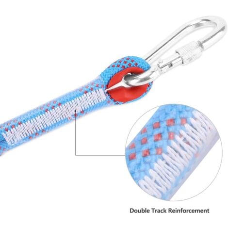 AIDUCHO Corde de Sécurité d'escalade Extérieure, Anti-déchirures Alpinisme Sauvetage Corde, 12mm de diamètre Corde pour Le Randonnée (Bleu 10m)