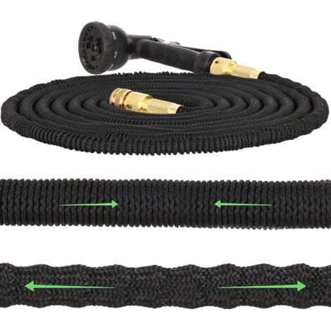 AIDUCHO Tuyau d'Arrosage Flexible,Crochet de tuyau, 8 fonctions,2 raccords de 3/4", Tuyau Flexible pour Arrosage des Plantes,Lavage de Voiture, Piscine (30M)