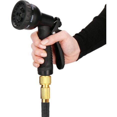 AIDUCHO Tuyau d'Arrosage Flexible,Crochet de tuyau, 8 fonctions,2 raccords de 3/4", Tuyau Flexible pour Arrosage des Plantes,Lavage de Voiture, Piscine (30M)
