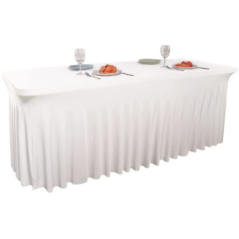 Jupe De Table Mariage Violette Double Plissée 8 Pieds Avec Housse Ajustée - Polyester