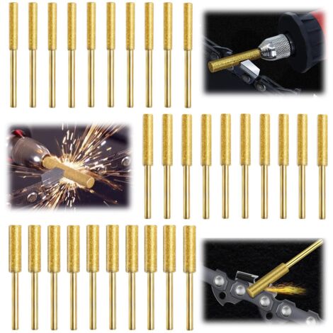 30 Piezas Gabarit Affutage Chaine de Tronconneuse, Diamant Affuteur Affuteuse de Chaine Tronçonneuse, Lime pour Chaine de Tronconneuse, 3 Tailles Différentes pour Tronçonneuse Affûter et Poncer